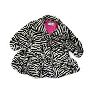 American Widgeon Faux Fur Zebra Print Coat Toddler Girls 3T Animal Print Fleece